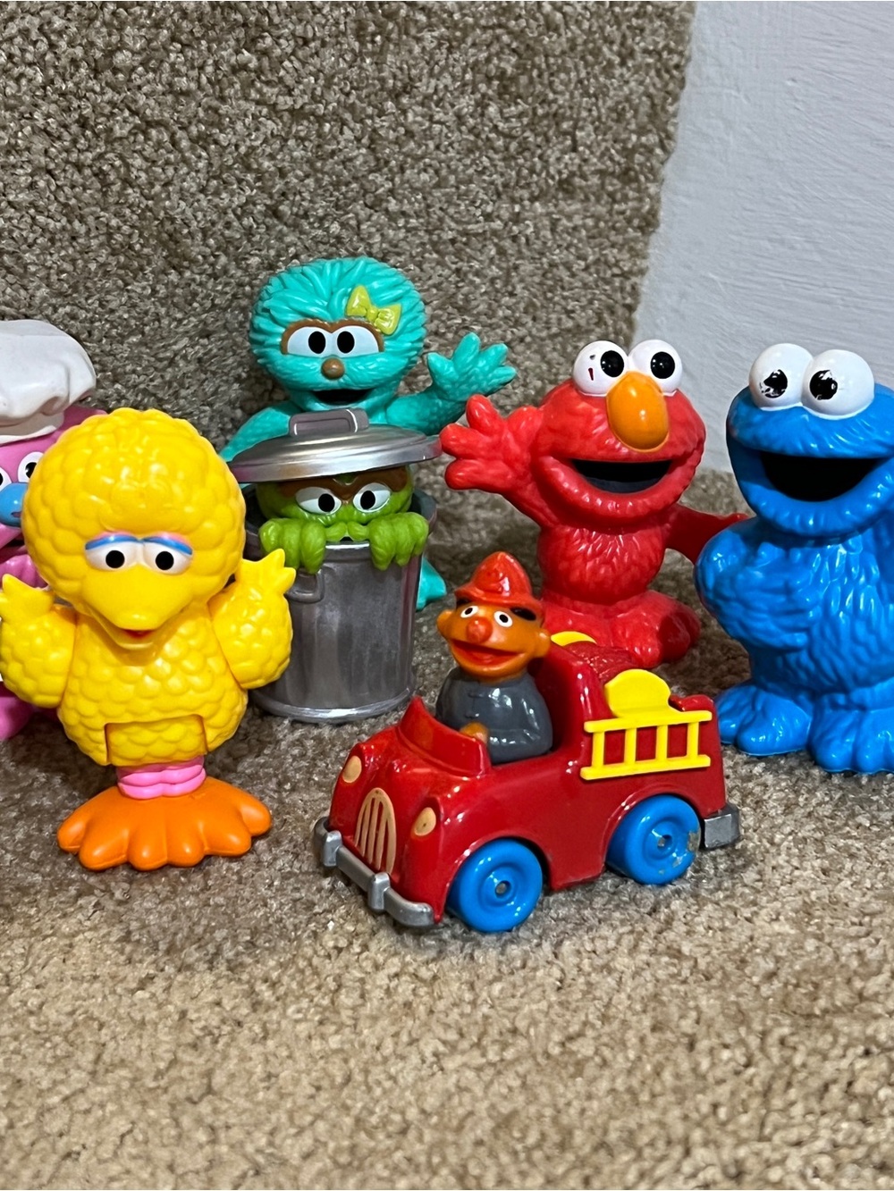 Sesame Street lot of 7 Figures Ernie die cast Fire Truck Elmo Cookie Monster